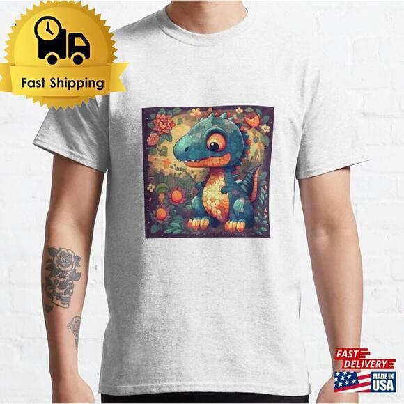 Other - Adorable Baby Dinosaur Mosaic Style Sticker Classic T-Shirt Unisex
